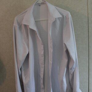 Men's White Stretch, Muscle, Button-Up Shirt - L - Sleek, Modern Fit